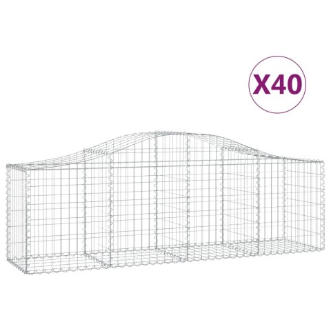 Kosze gabionowe, 40 szt, 200x50x60/80 cm, galwanizowane żelazo
