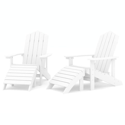 Krzesła ogrodowe Adirondack z podnóżkami, 2 szt., HDPE, białe