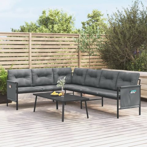 Ogrodowa sofa narożna, antracytowa, stal i textilene