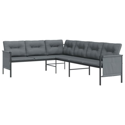 Ogrodowa sofa narożna, antracytowa, stal i textilene