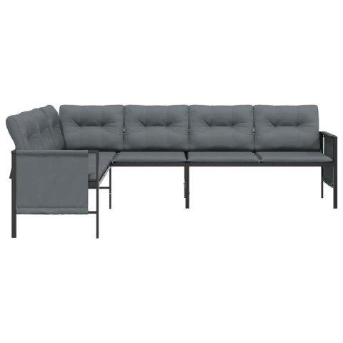 Ogrodowa sofa narożna, antracytowa, stal i textilene