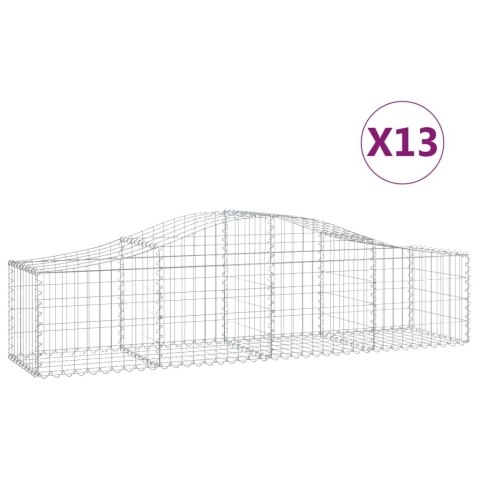 Kosze gabionowe, 13 szt, 200x50x40/60 cm, galwanizowane żelazo