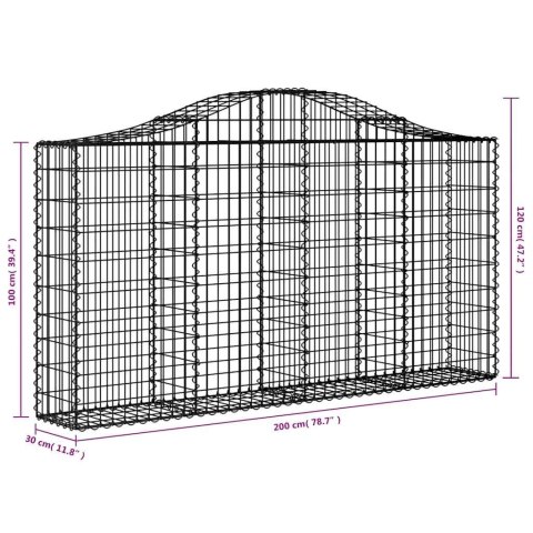 Kosze gabionowe, 18 szt, 200x30x100/120cm, galwanizowane żelazo