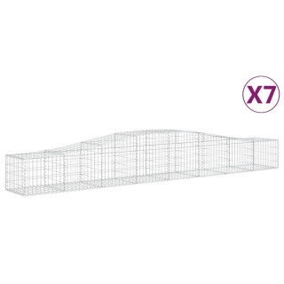 Kosze gabionowe, 7 szt, 400x50x40/60 cm, galwanizowane żelazo