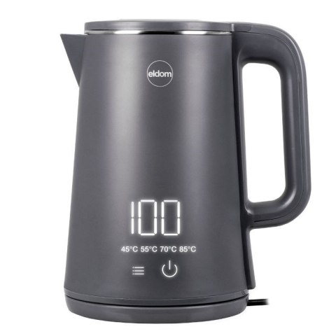ELDOM CZAJNIK BEZPRZEWODOWY C515S ORRA 1,8L 2000W, SZARY, 5 PROGRAMÓW 45,55,70,85,100°C, PODTRZYMYWANIE TEMPERATURY