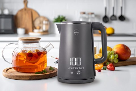 ELDOM CZAJNIK BEZPRZEWODOWY C515S ORRA 1,8L 2000W, SZARY, 5 PROGRAMÓW 45,55,70,85,100°C, PODTRZYMYWANIE TEMPERATURY