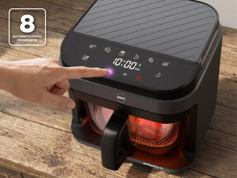 ELDOM FRYTKOWNICA BEZTŁYSZCZOWA FR500 5,5 L 1200W SZKLANY POJEMNIK, RUSZT, SILIKONOWA PODKŁADKA, 8 PROGRAMÓW, REGULACJA TEM.