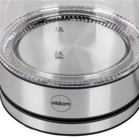 ELDOM SZKLANY CZAJNIK BEZPRZEWODOWY C420 KETTY 1850-2200W 1,7L FILTR SIATKOWYPODŚWIETLANY ZBIORNIK, PŁYTA GRZEJNA