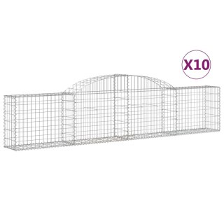 VidaXL Kosze gabionowe, 10 szt., 300x30x60/80 cm, galwanizowane żelazo