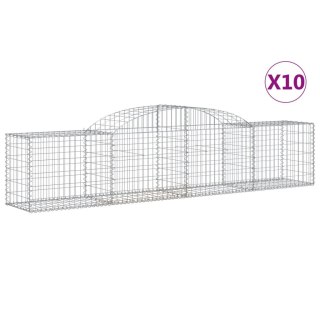 VidaXL Kosze gabionowe, 10 szt., 300x50x60/80 cm, galwanizowane żelazo