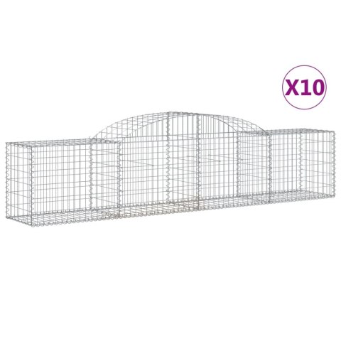 Kosze gabionowe, 10 szt., 300x50x60/80 cm, galwanizowane żelazo