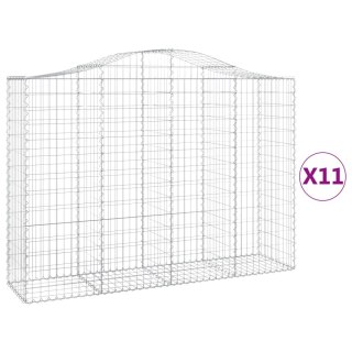 VidaXL Kosze gabionowe, 11 szt, 200x50x140/160cm, galwanizowane żelazo