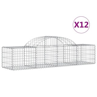 VidaXL Kosze gabionowe, 12 szt, 200x50x40/60 cm, galwanizowane żelazo