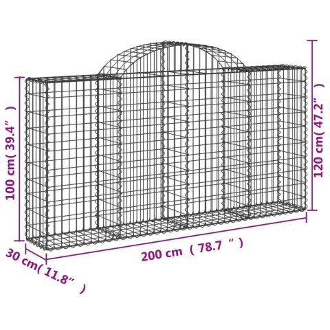 Kosze gabionowe, 13 szt, 200x30x100/120cm, galwanizowane żelazo