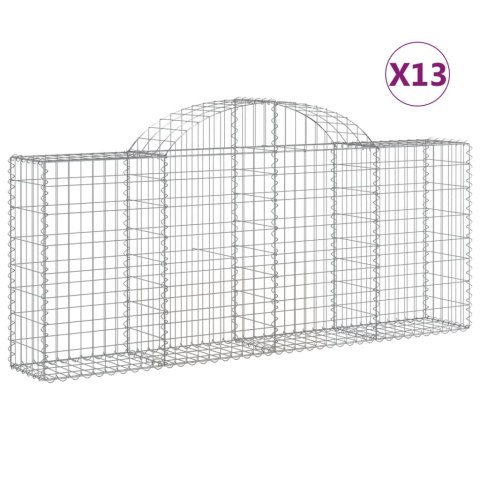 Kosze gabionowe, 13 szt, 200x30x80/100 cm, galwanizowane żelazo