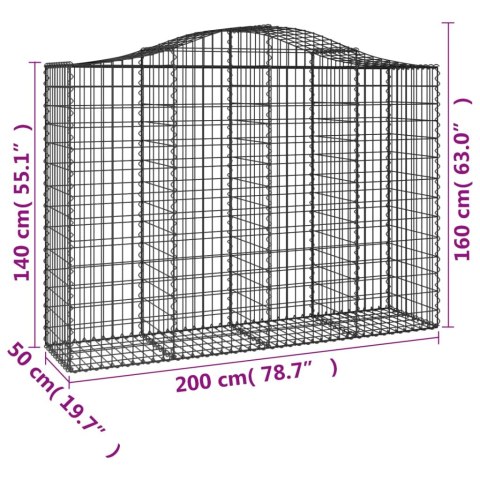 Kosze gabionowe, 13 szt, 200x50x140/160cm, galwanizowane żelazo