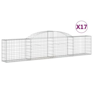 VidaXL Kosze gabionowe, 17 szt., 300x30x60/80 cm, galwanizowane żelazo