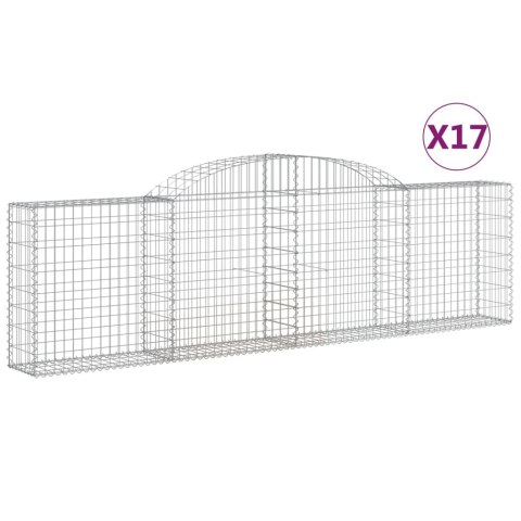 Kosze gabionowe, 17 szt, 300x30x80/100 cm, galwanizowane żelazo