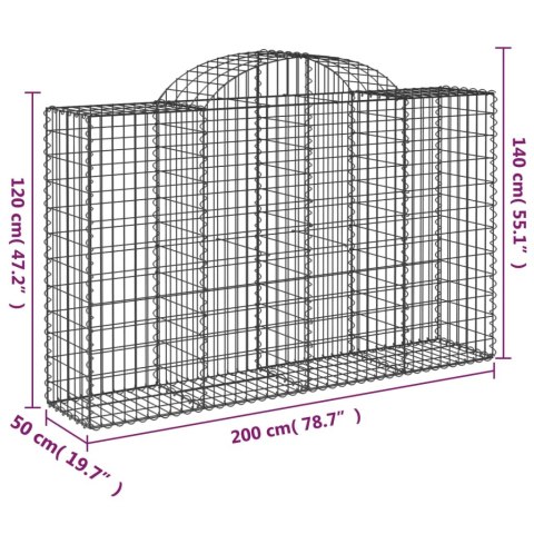 Kosze gabionowe, 18 szt, 200x50x120/140cm, galwanizowane żelazo