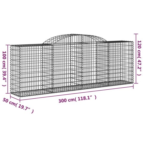 Kosze gabionowe, 20 szt, 300x50x100/120cm, galwanizowane żelazo
