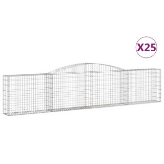 VidaXL Kosze gabionowe, 25 szt, 400x30x80/100 cm, galwanizowane żelazo