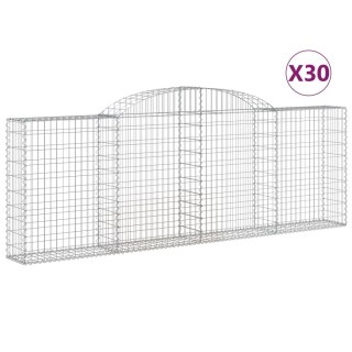 VidaXL Kosze gabionowe, 30 szt, 300x30x100/120cm, galwanizowane żelazo