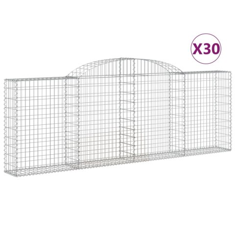 Kosze gabionowe, 30 szt, 300x30x100/120cm, galwanizowane żelazo