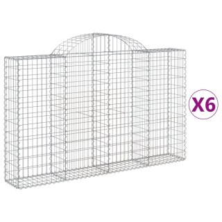 VidaXL Kosze gabionowe, 6 szt, 200x30x120/140 cm, galwanizowane żelazo