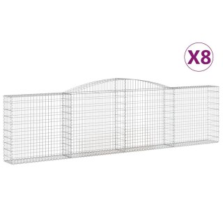 Kosze gabionowe, 8 szt, 400x30x100/120 cm, galwanizowane żelazo