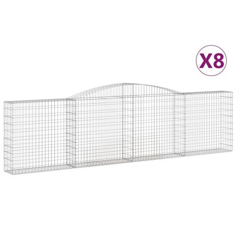Kosze gabionowe, 8 szt, 400x30x100/120 cm, galwanizowane żelazo