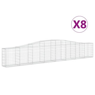 Kosze gabionowe, 8 szt, 400x30x60/80 cm, galwanizowane żelazo