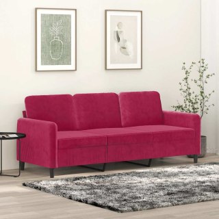 VidaXL Sofa 3-osobowa, winna czerwień, 180 cm, obita aksamitem