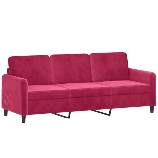 VidaXL Sofa 3-osobowa, winna czerwień, 180 cm, obita aksamitem
