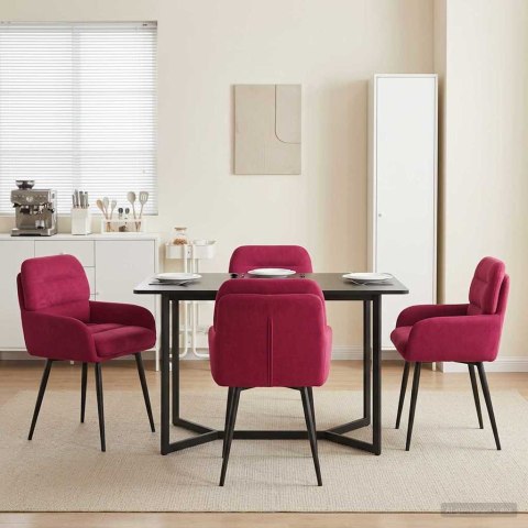 Krzesła jadalne 4 pcs Welur Czerwone wino 59 x 59,5 x 90 cm