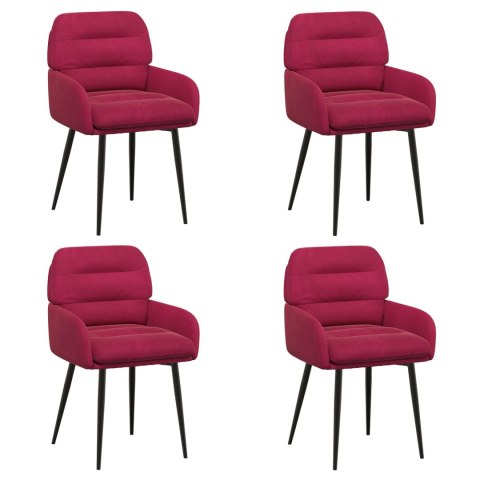 Krzesła jadalne 4 pcs Welur Czerwone wino 59 x 59,5 x 90 cm