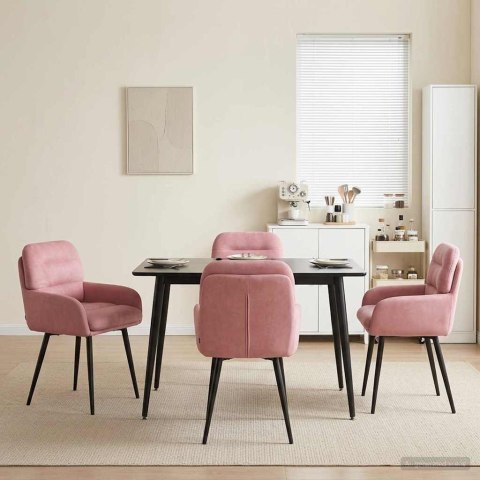 Krzesła jadalne 4 pcs Welur różowy 59 x 59,5 x 90 cm
