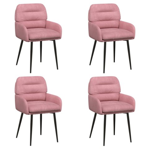 Krzesła jadalne 4 pcs Welur różowy 59 x 59,5 x 90 cm