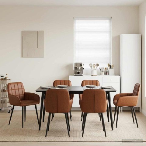 Krzesła jadalne 6 pcs Ekoskóra brązowy 57 x 50 x 85 cm