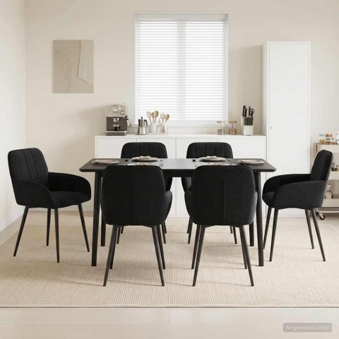 Krzesła jadalne 6 pcs Welur Czarny 57 x 50 x 85 cm