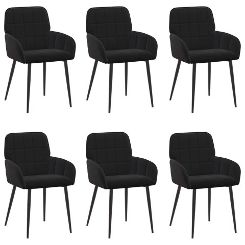 Krzesła jadalne 6 pcs Welur Czarny 57 x 50 x 85 cm