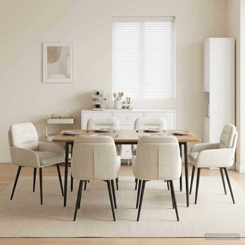 Krzesła jadalne 6 pcs Welur kremowy 59 x 59,5 x 90 cm
