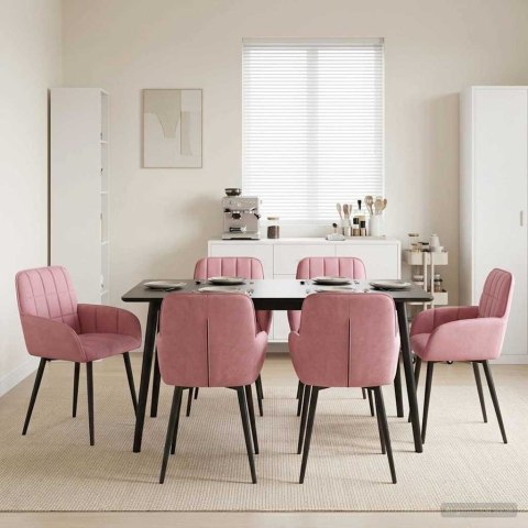 Krzesła jadalne 6 pcs Welur różowy 57 x 50 x 85 cm