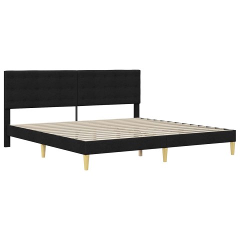 Rama łóżka z materacem Z zagłówkiem Czarny 200 x 200 cm tkanina