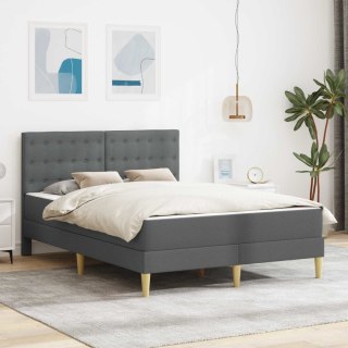 VidaXL Rama łóżka z materacem ciemnoszary 120 x 190 cm tkanina