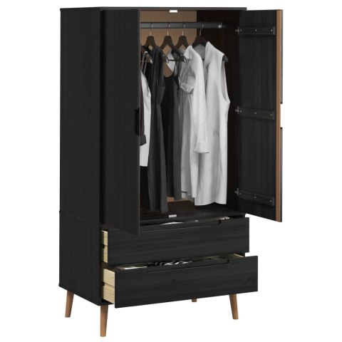Garderoba MOLDE Czarny 90 x 55 x 175 cm Lite drewno sosnowe
