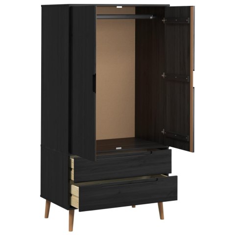 Garderoba MOLDE Czarny 90 x 55 x 175 cm Lite drewno sosnowe