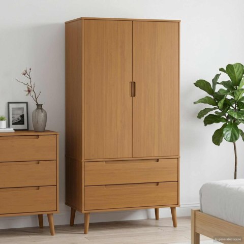 Garderoba MOLDE Karmel 90 x 55 x 175 cm Lite drewno sosnowe