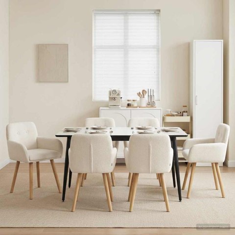 Krzesła jadalne 6 pcs Bouclé kremowy 59 x 57 x 85 cm