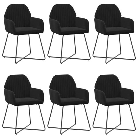 Krzesła jadalne 6 pcs Welur Czarny 55 x 50 x 84 cm