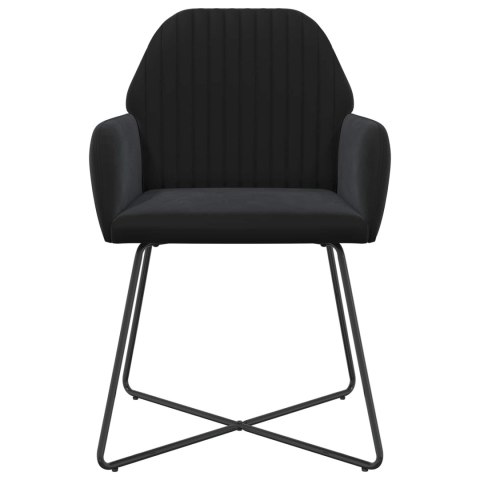 Krzesła jadalne 6 pcs Welur Czarny 55 x 50 x 84 cm